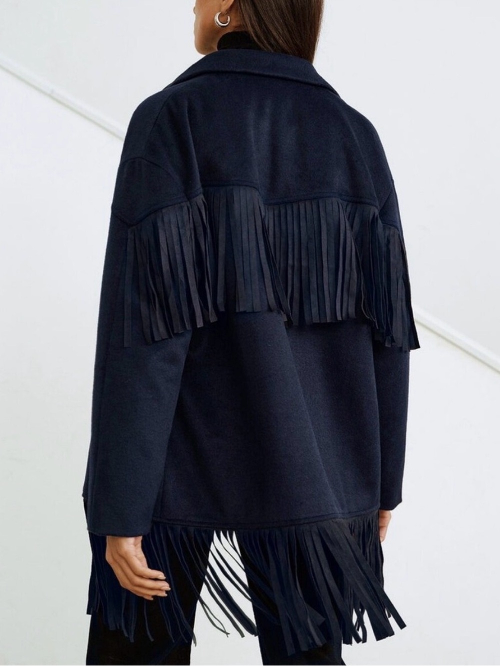 NWT 🫐 Commense Wool Fringe Jacket - Picture 3 of 16